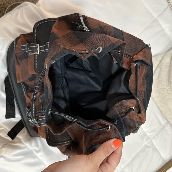 Pacific Cotton Black and Brown Checkered Backpack - Picture 6 of 6